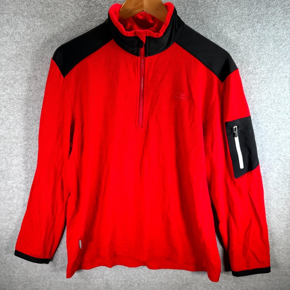 Icebreaker Sweater Men's Medium Red Merino Wool‎ 1/4 Zip Mock Neck Long Sleeve